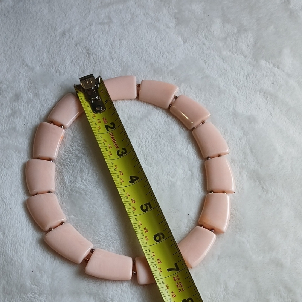 Pale Pink Tile Choker Necklace with Rectangular Links - Picture 8 of 8